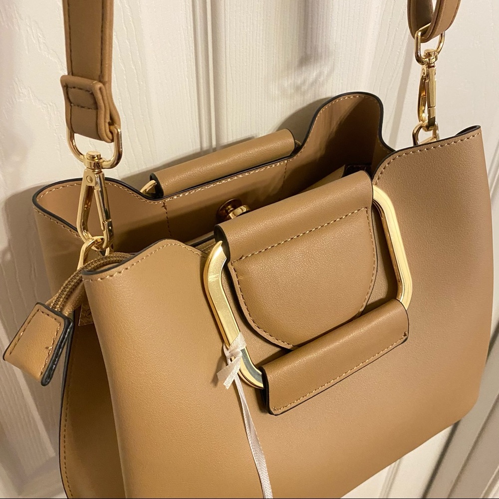 Nude Cream Taupe Beige Stand Handbag Crossbody Messenger